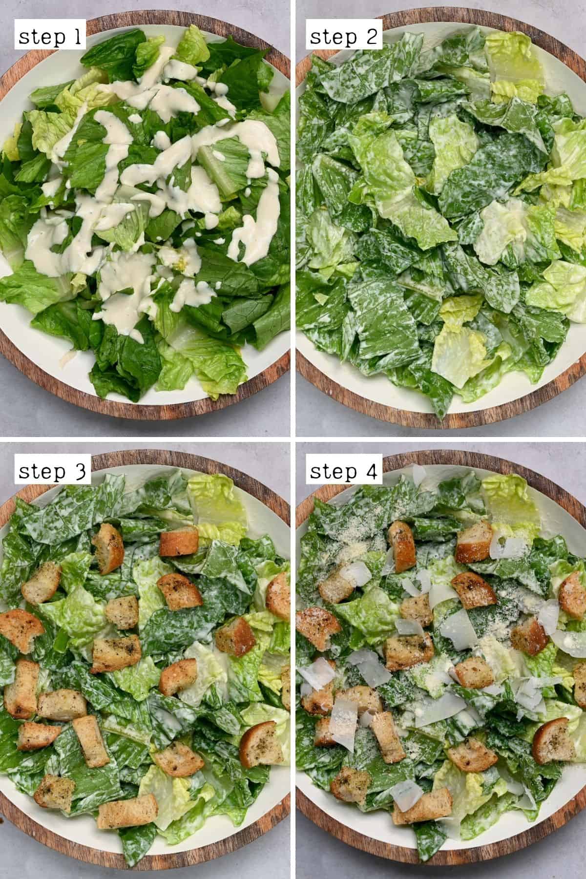 Steps for making Caesar salad