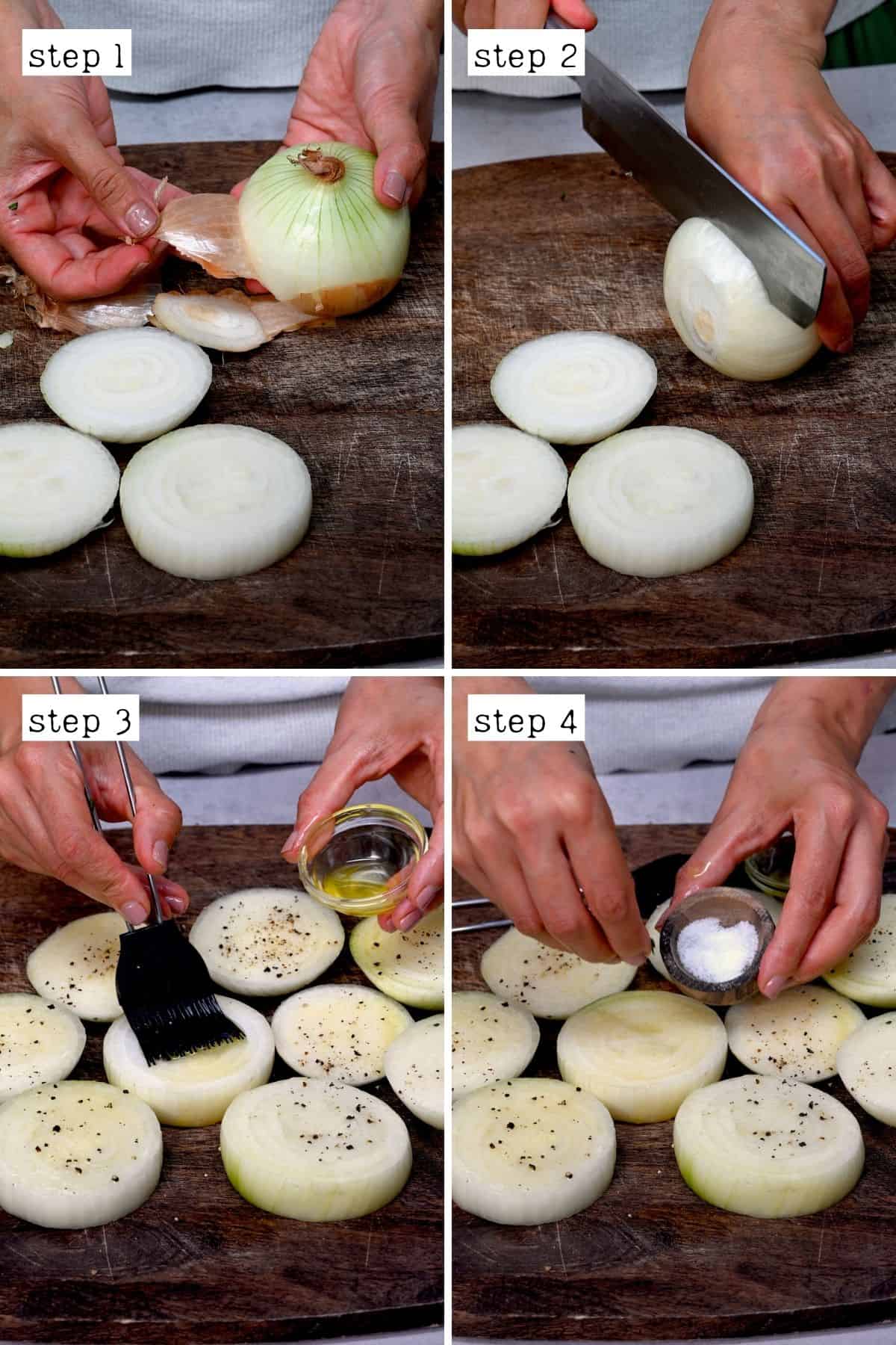 Steps for cutting and seasoning onions