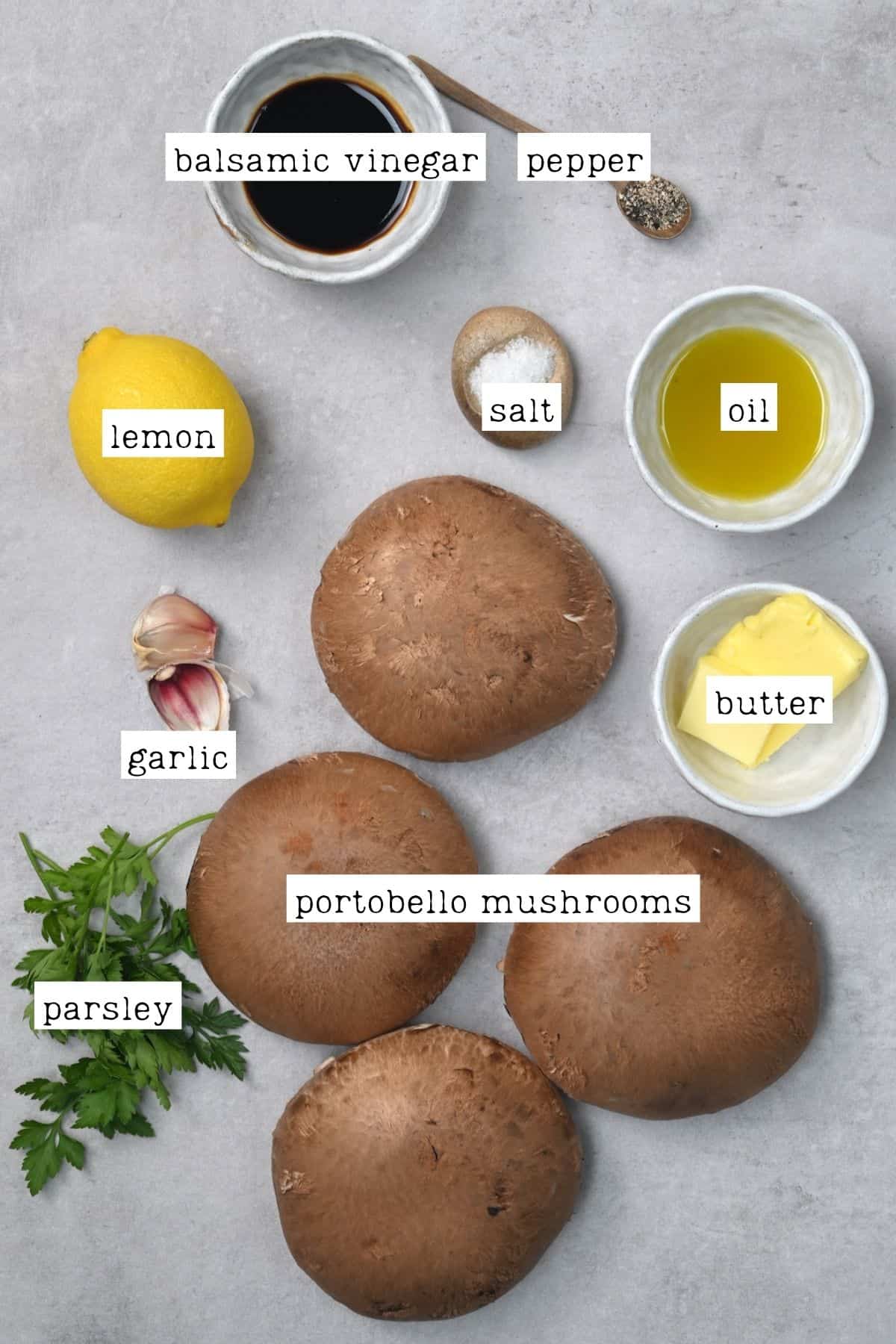 Ingredients for grilled portobello mushrooms