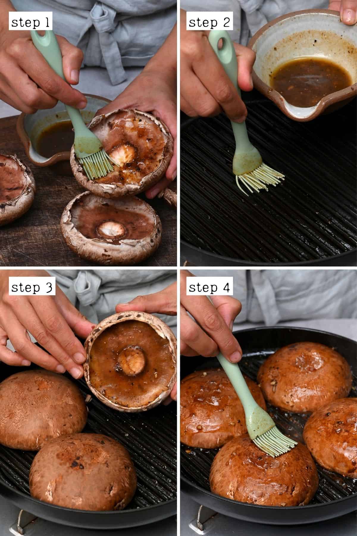 Steps for applying oil to mushrooms