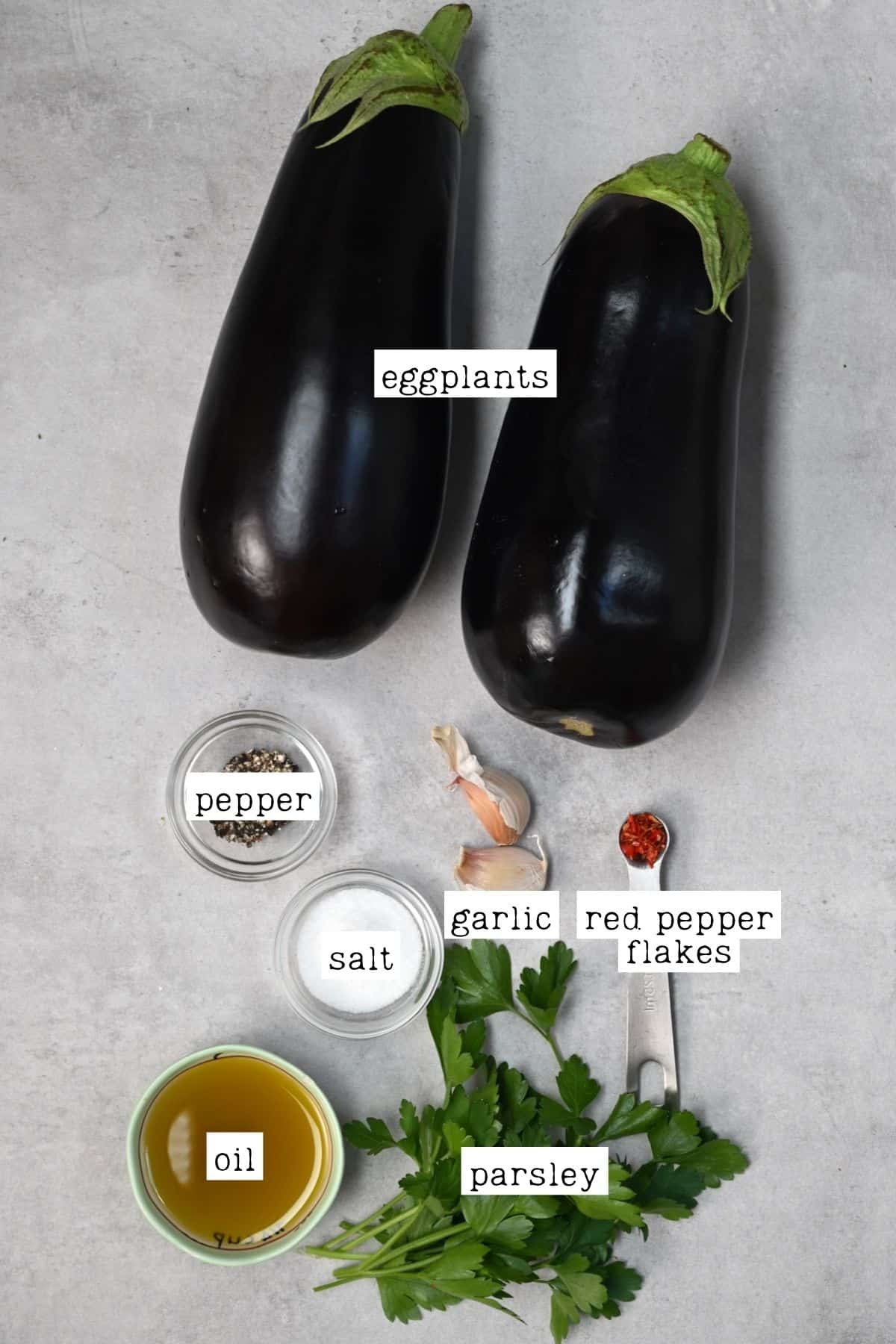 Ingredients for grilled eggplants
