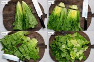 Steps for cutting lettuce into pieces