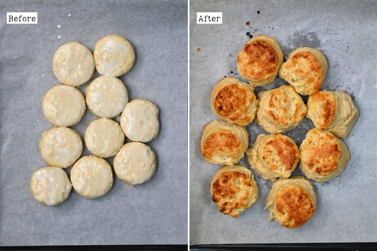 Before and after baking biscuits