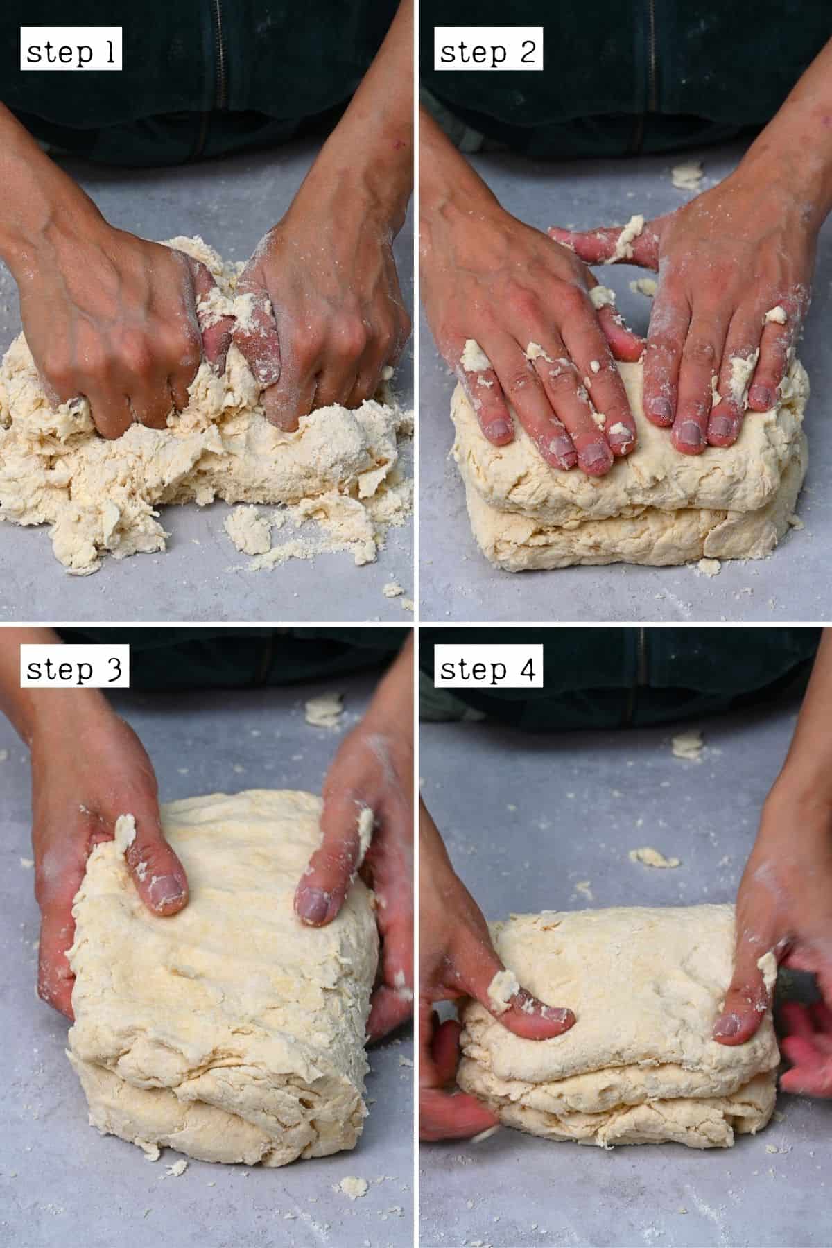 Steps for mixing biscuit dough