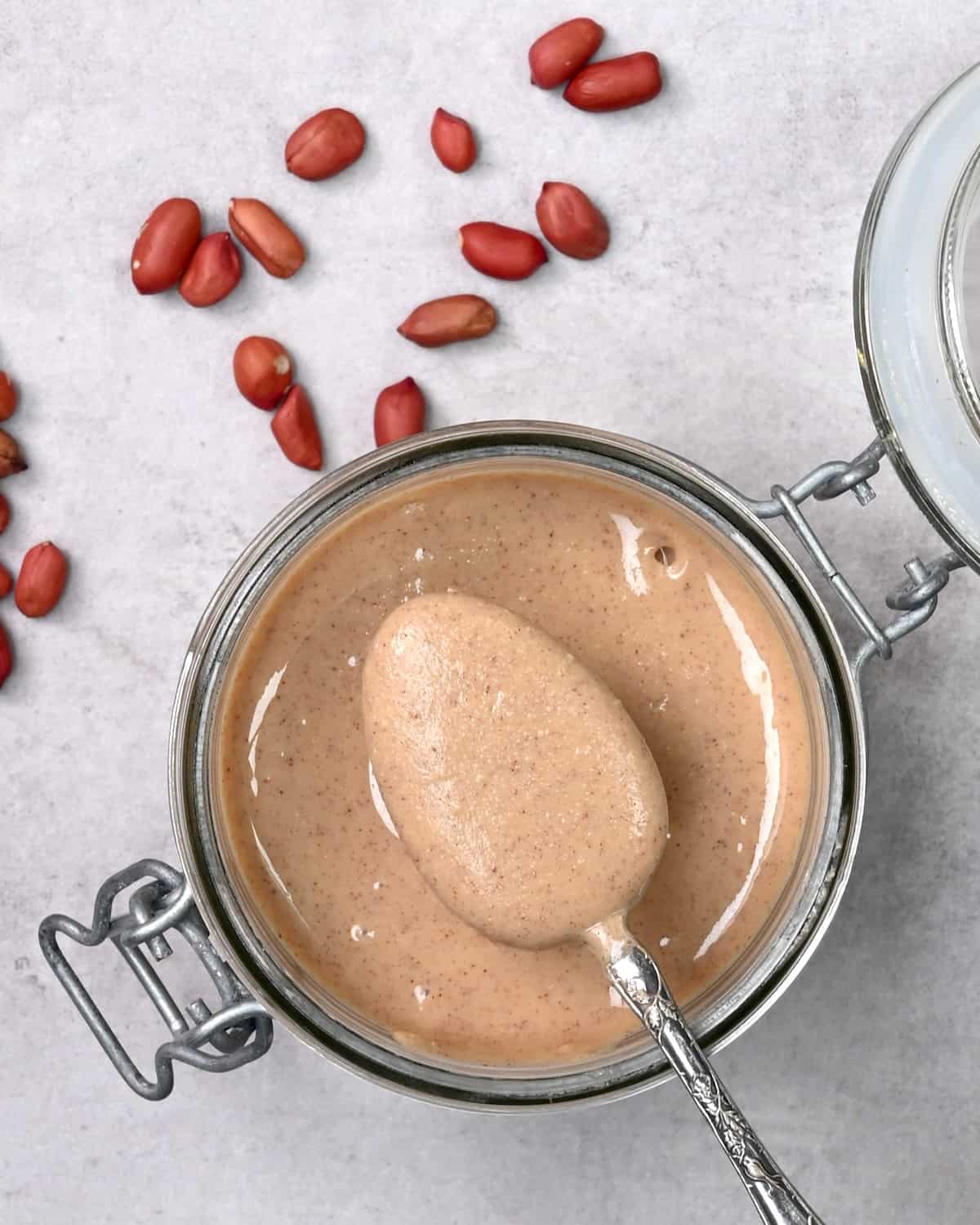 A spoonful of homemade peanut butter