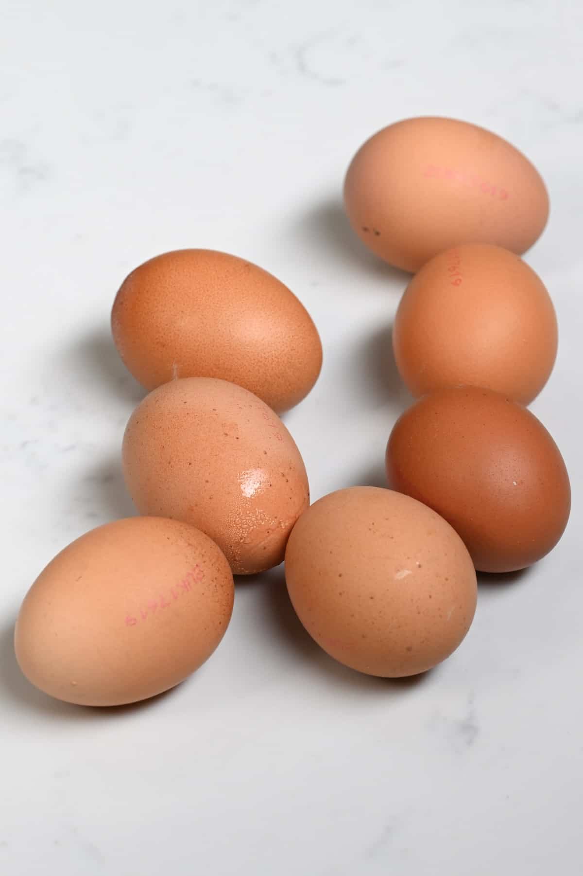 Seven hard-boiled eggs