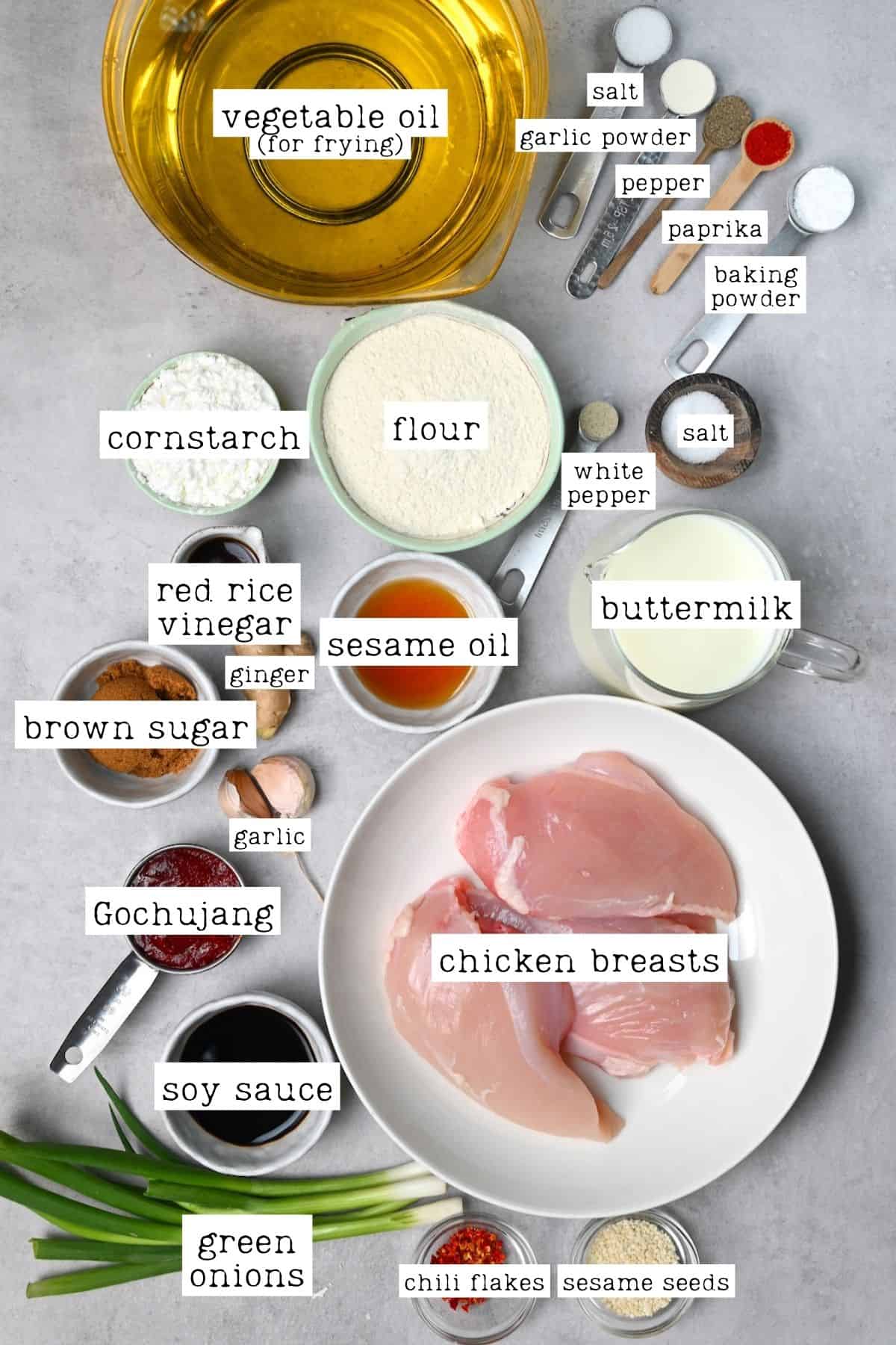 Ingredients for Korean fried chicken
