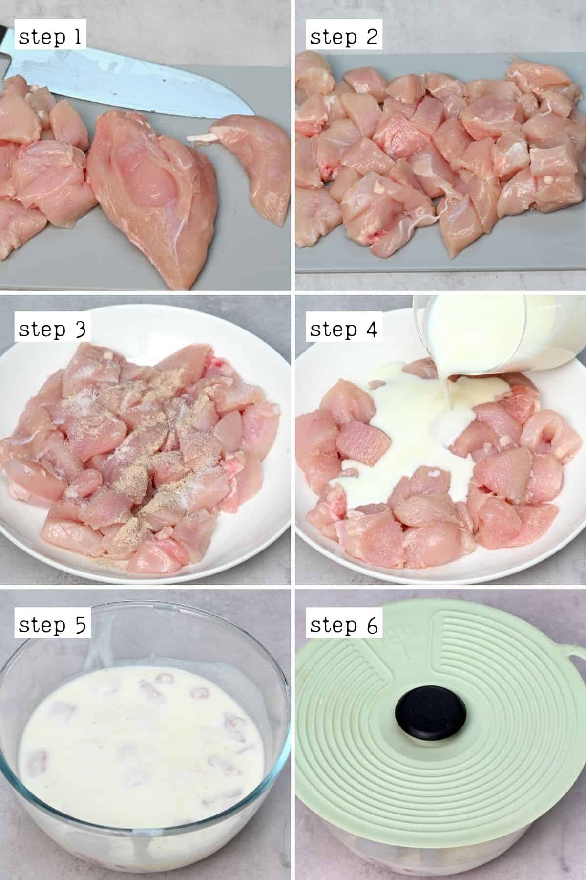 Steps for marinating chicken with buttermilk