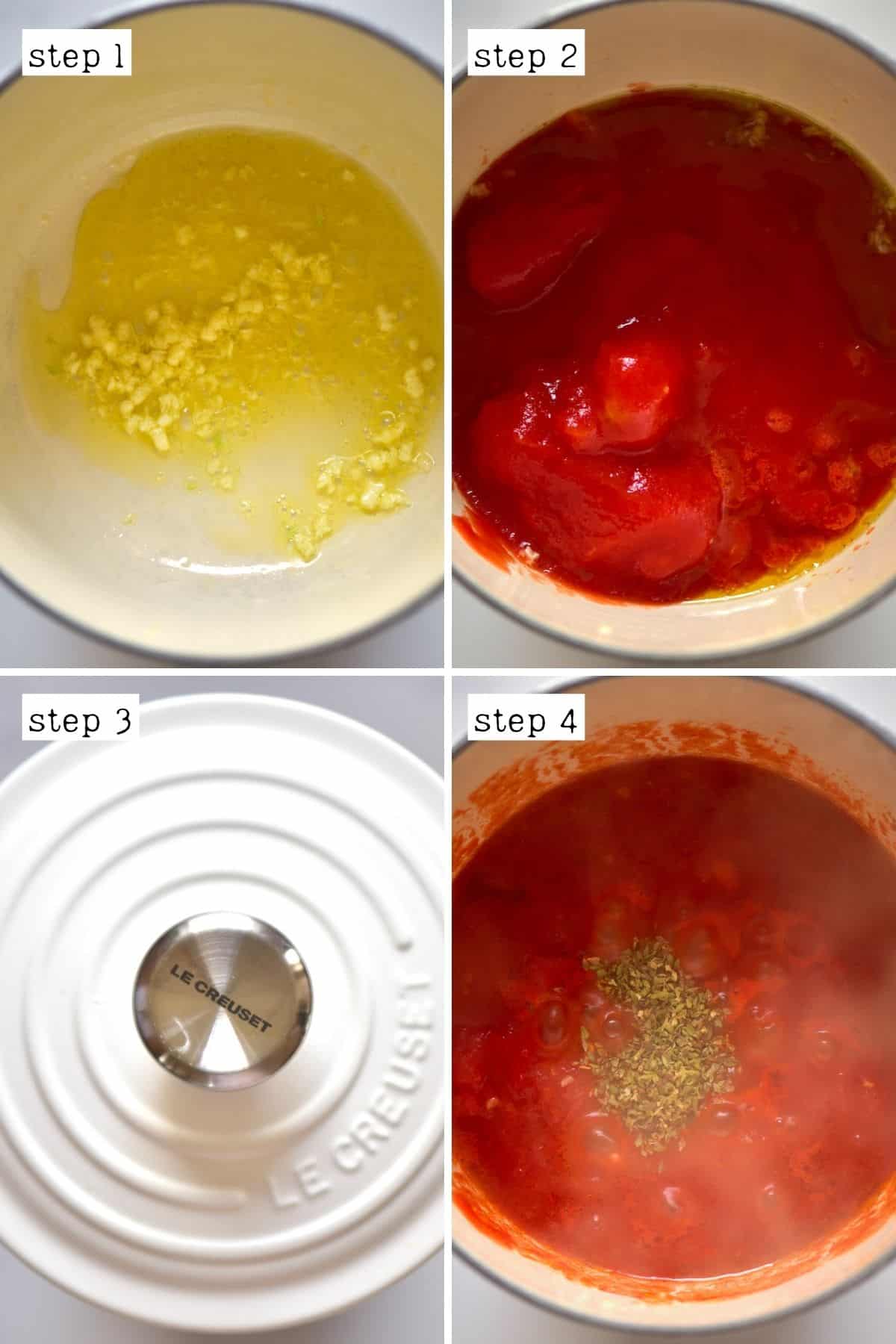 Steps for making marinara sauce