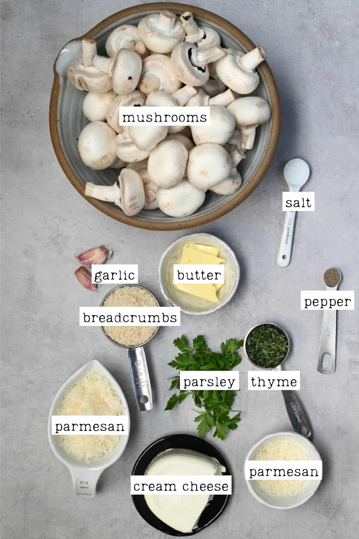 Ingredients for stuffed mushrooms