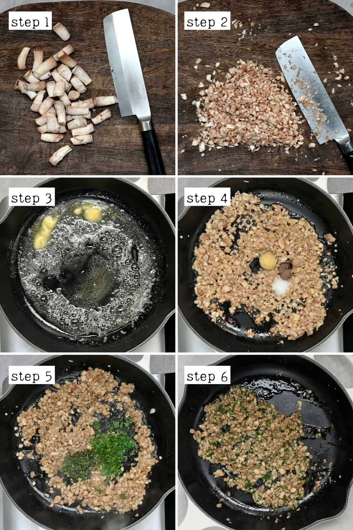 Steps for cooking mushroom stems