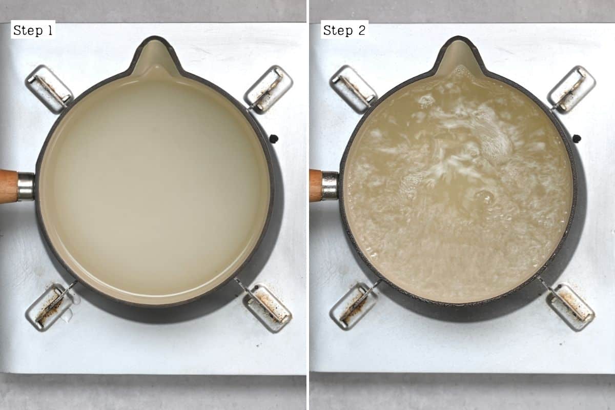 Steps for making simple syrup with white sugar
