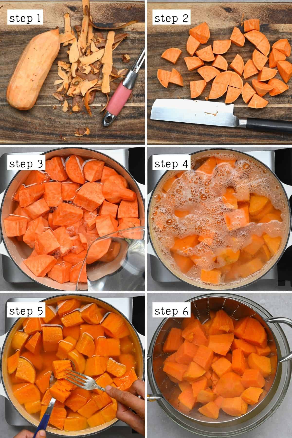 Steps for preparing and cooking sweet potato