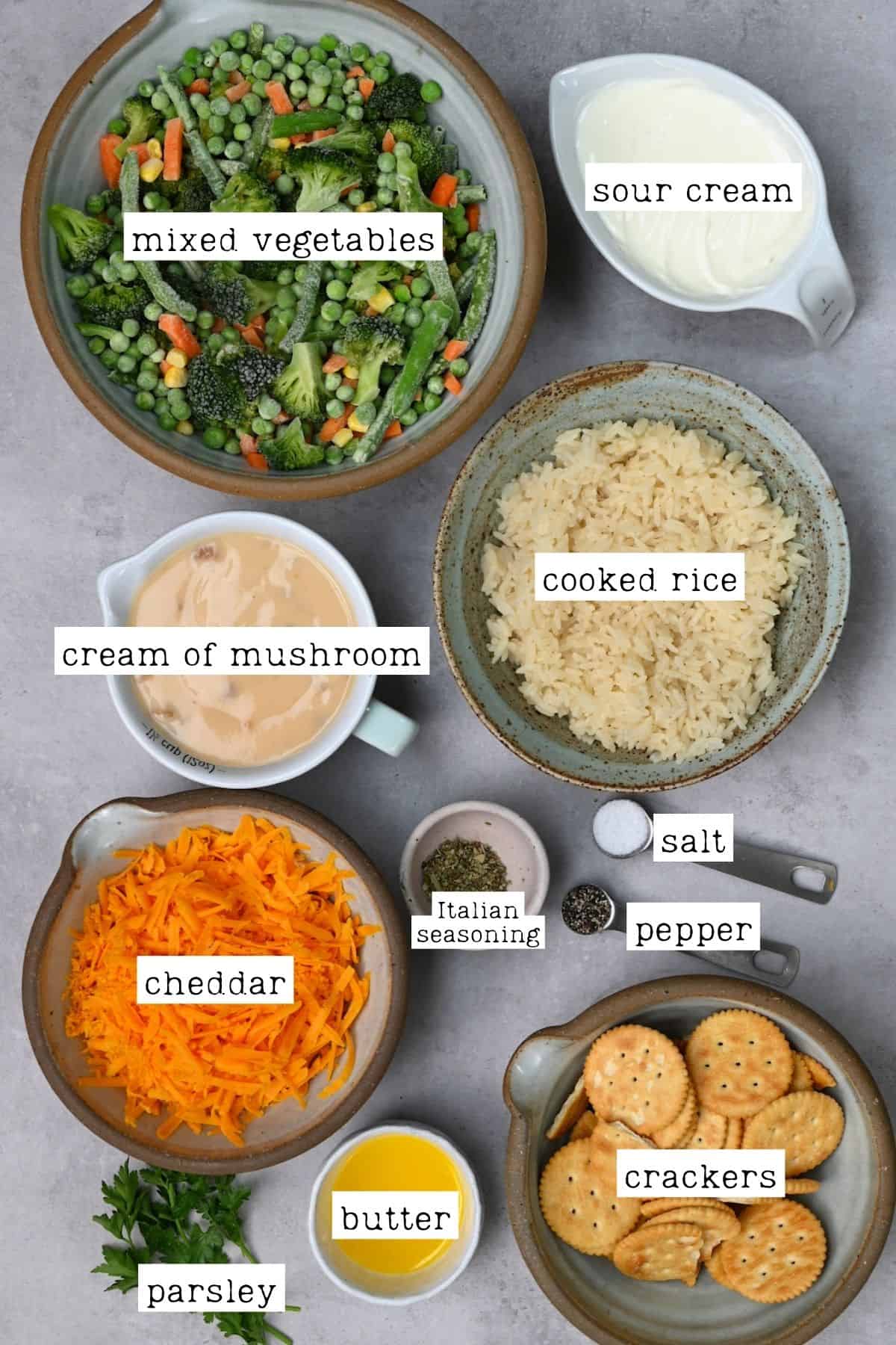 Ingredients for vegetable casserole