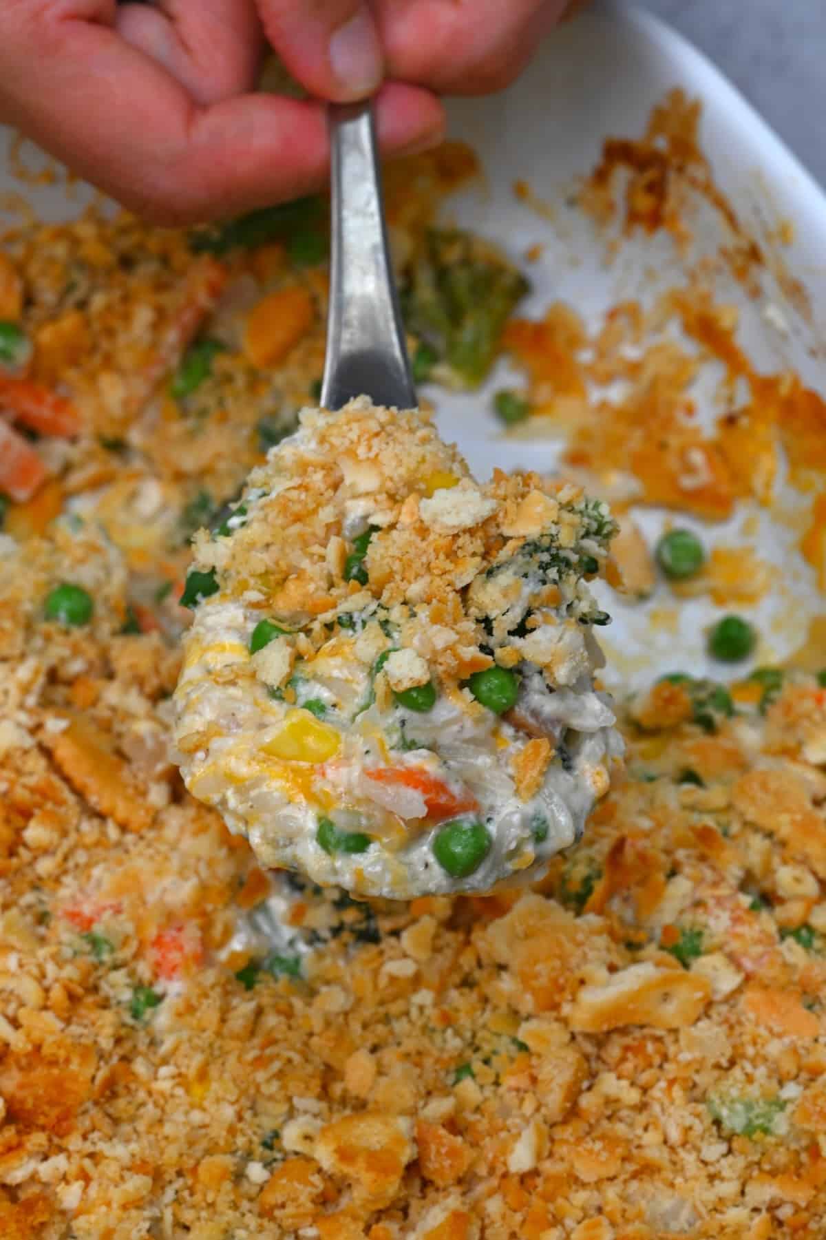 A spoonful of vegetable casserole