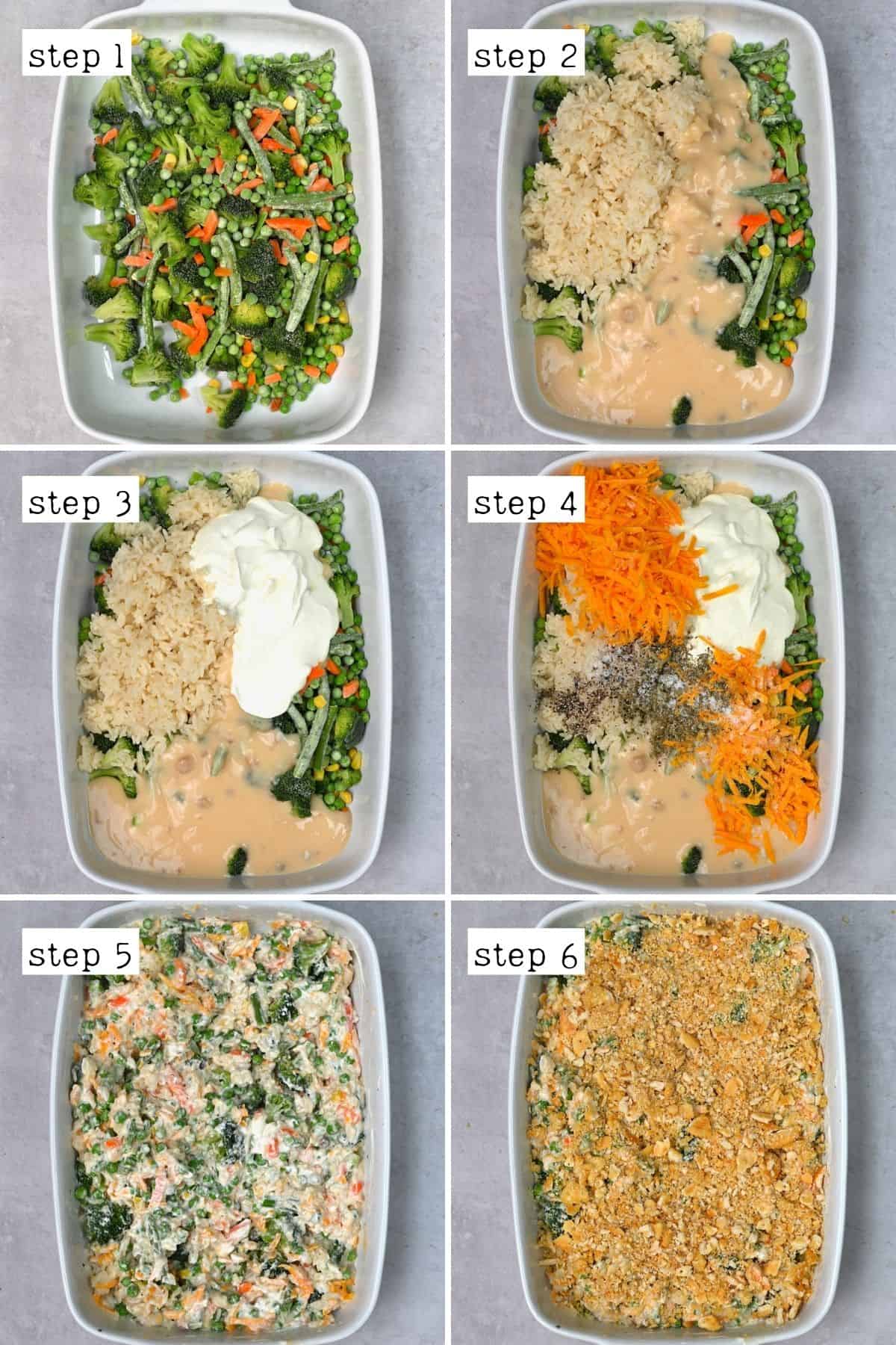 Steps for preparing vegetable casserole