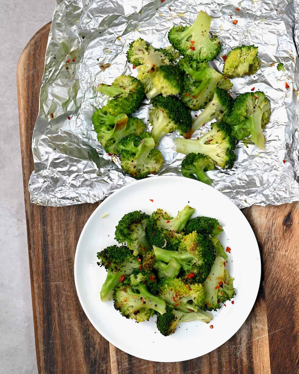 A plate with grilled broccoli