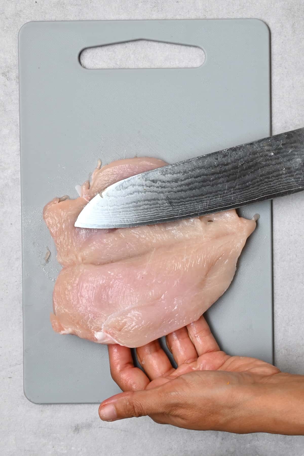 Chicken breast cut through the middle