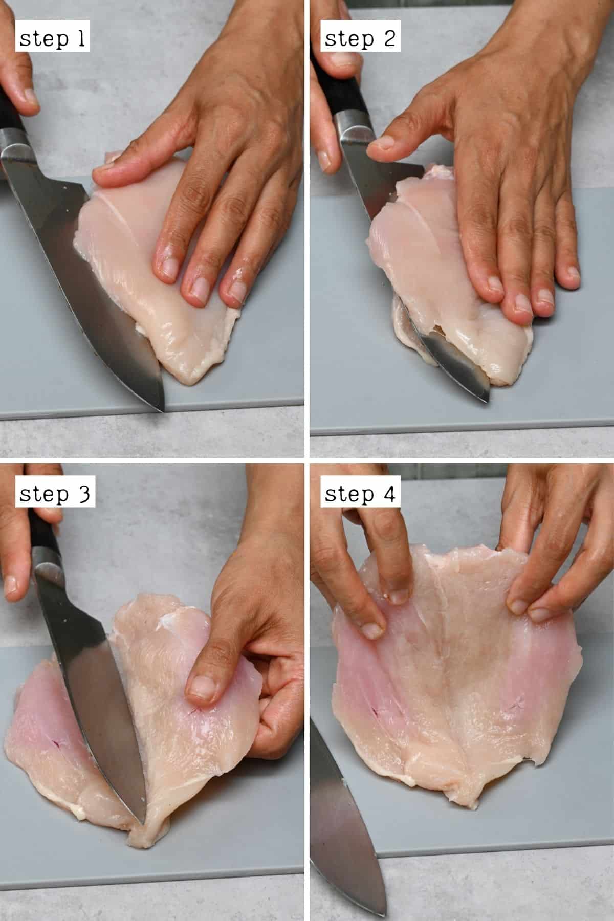 Steps for butterflying chicken breast