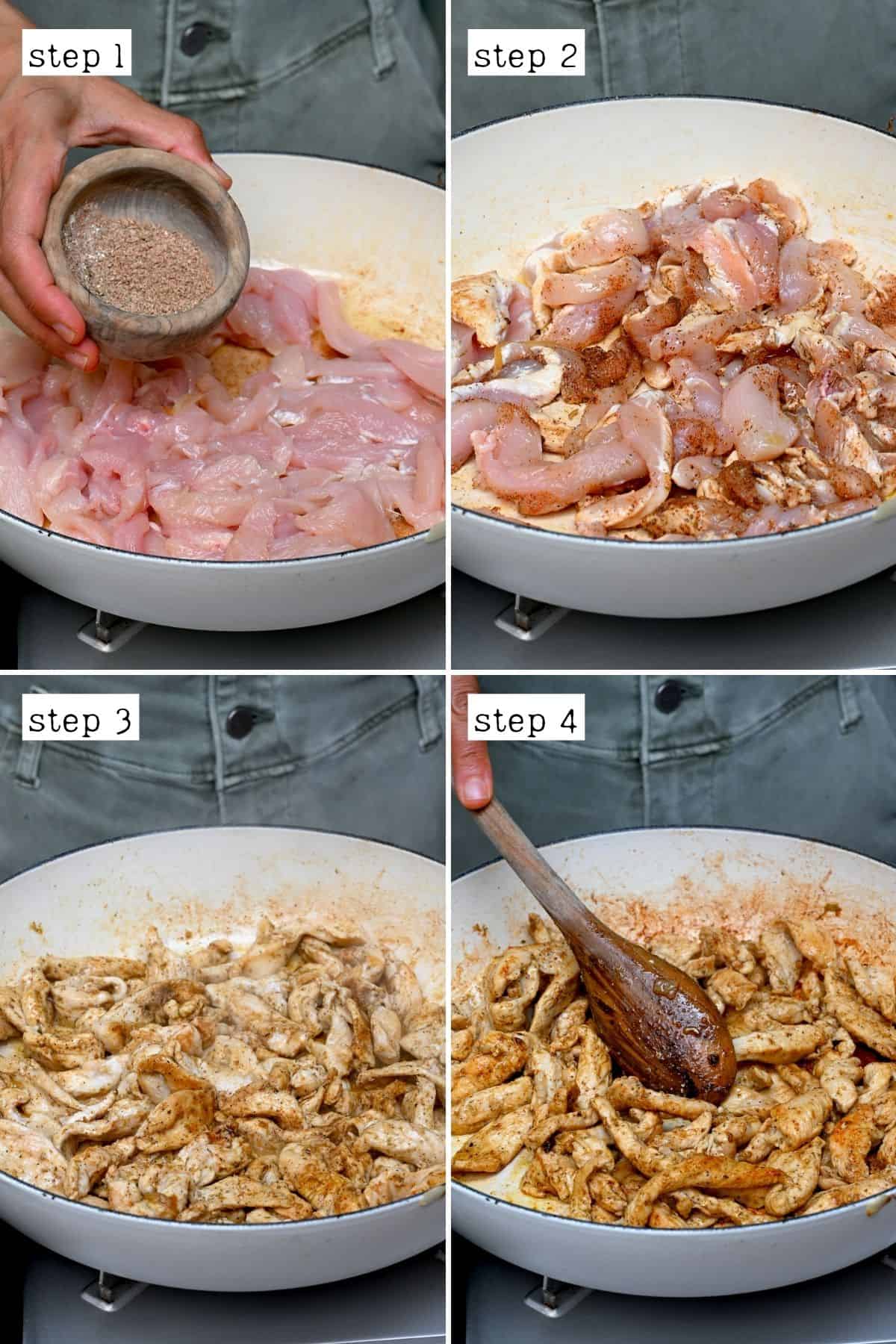 Steps for cooking chicken with spices