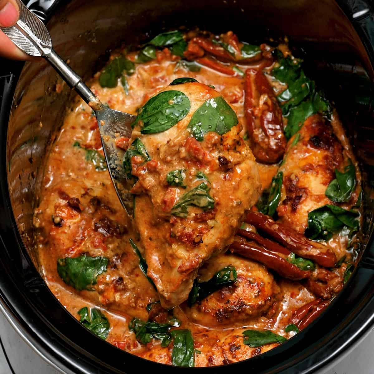 Crockpot Tuscan Chicken Recipe - Moms with Crockpots