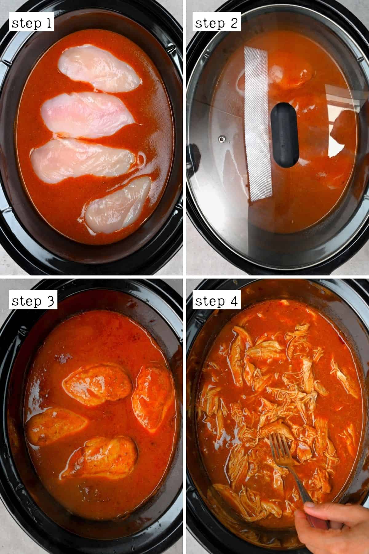 Steps for cooking enchilada chicken in a crock pot