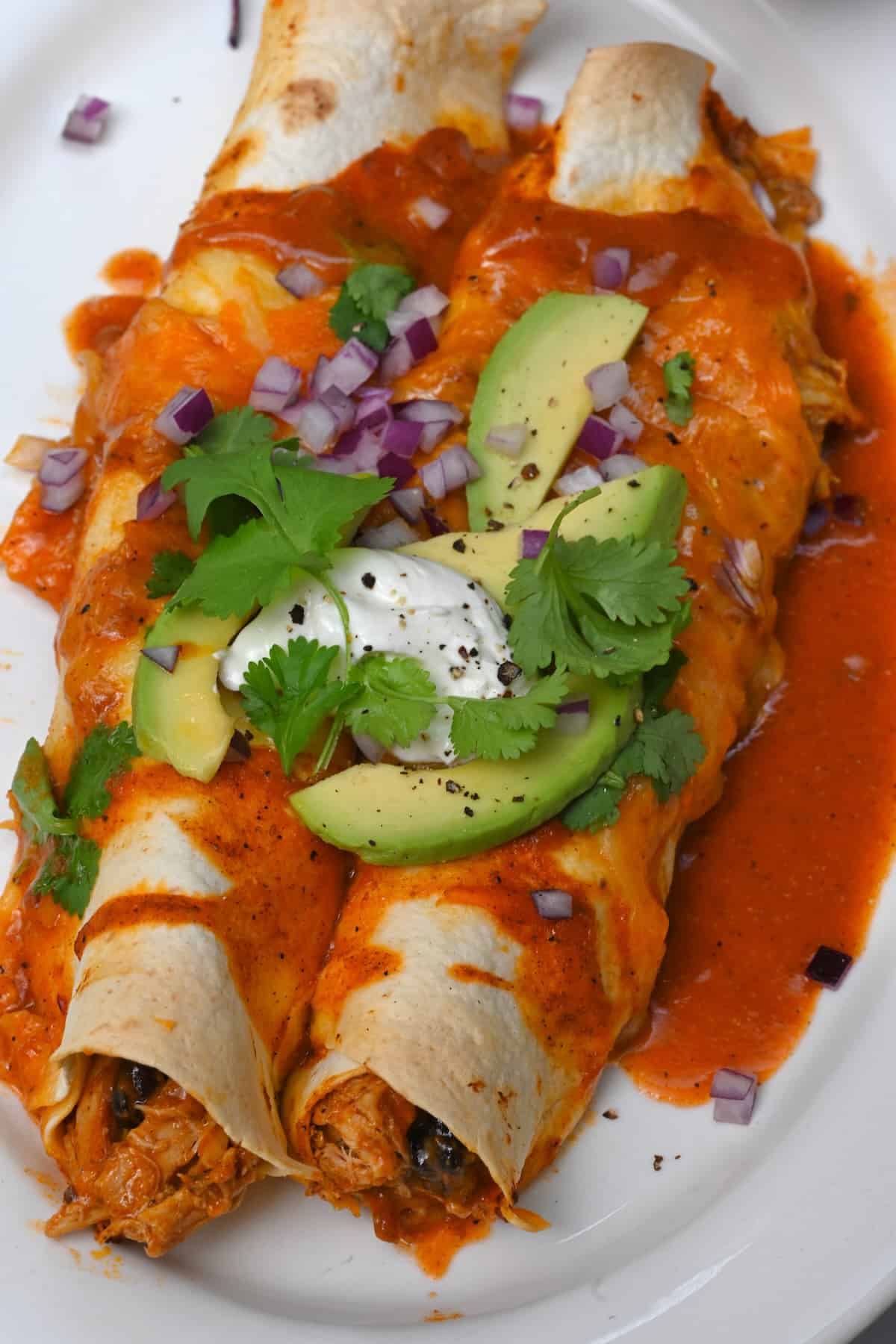 Enchiladas made with homemade enchilada sauce