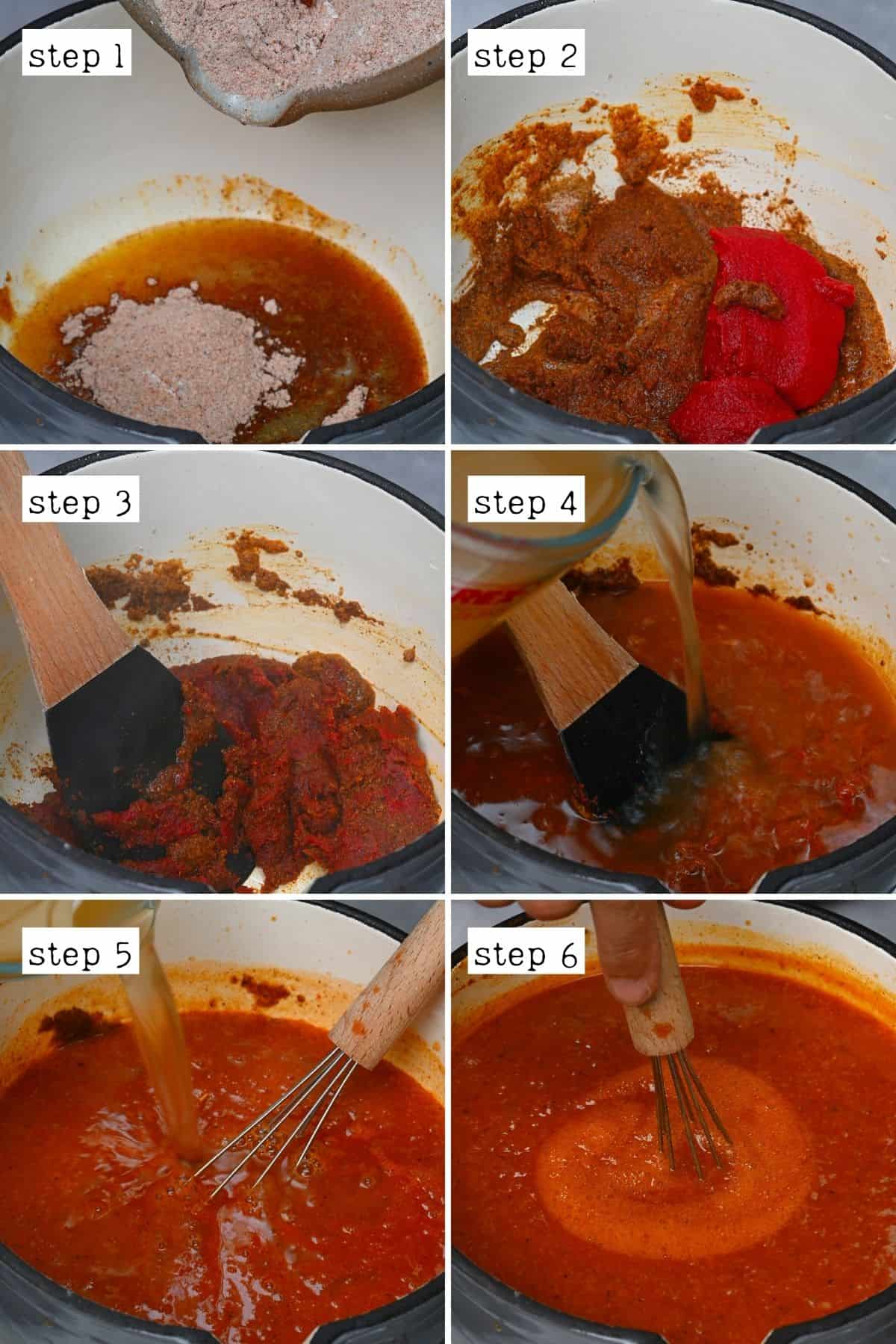 Steps for making enchilada sauce