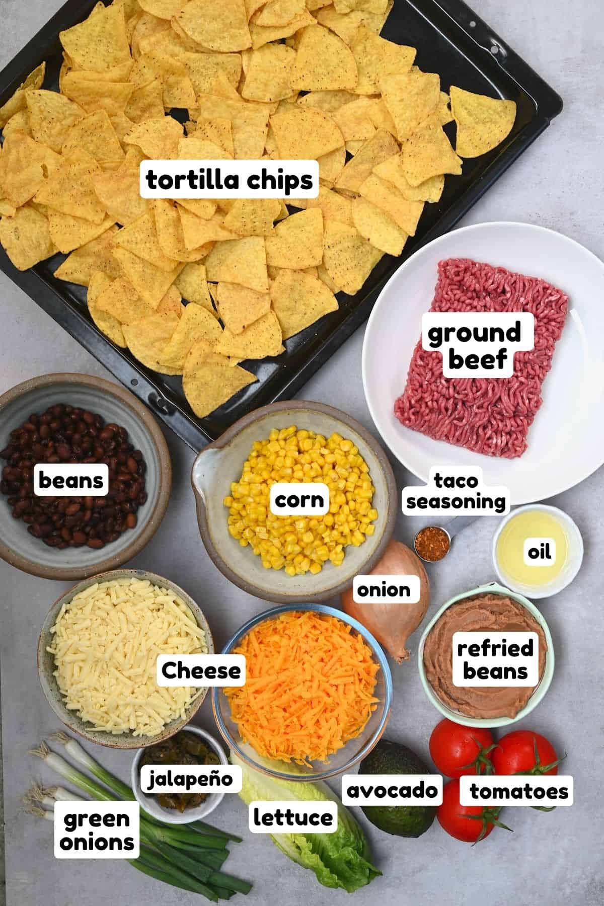 Ingredients for nachos