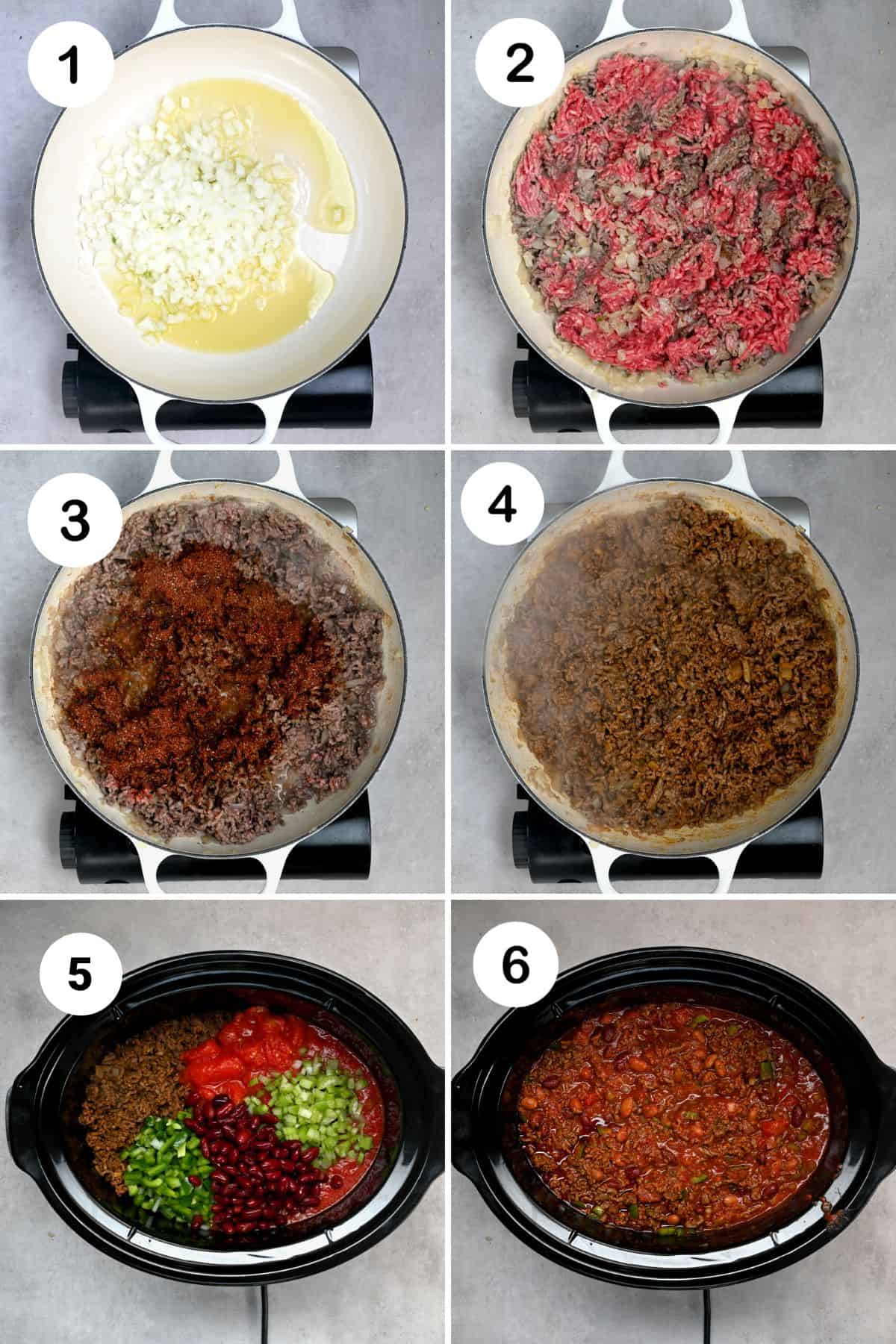 STEPS for making the Wendy chili in a crock pot