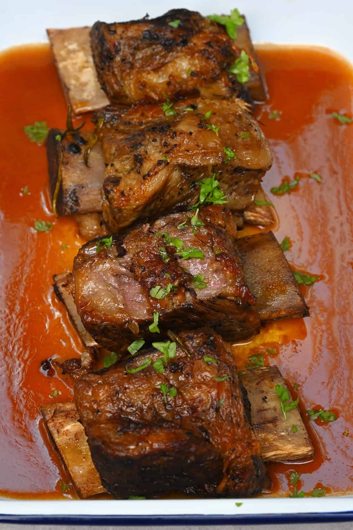 Short ribs charred in the oven