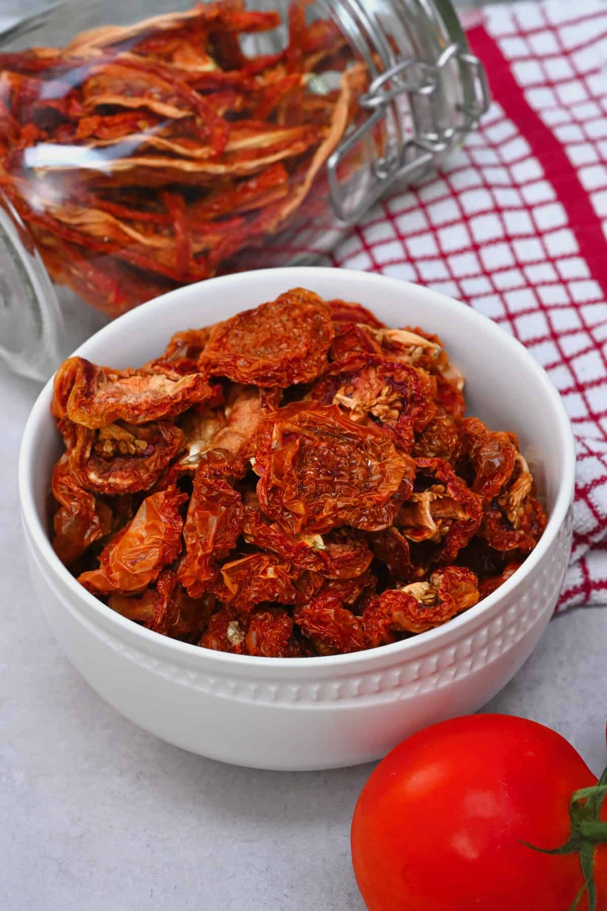 A bowl with sun dried tomatoes