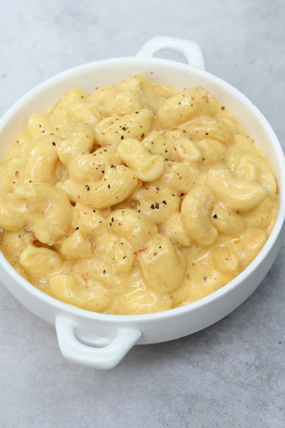 mac and cheese in a small bowl