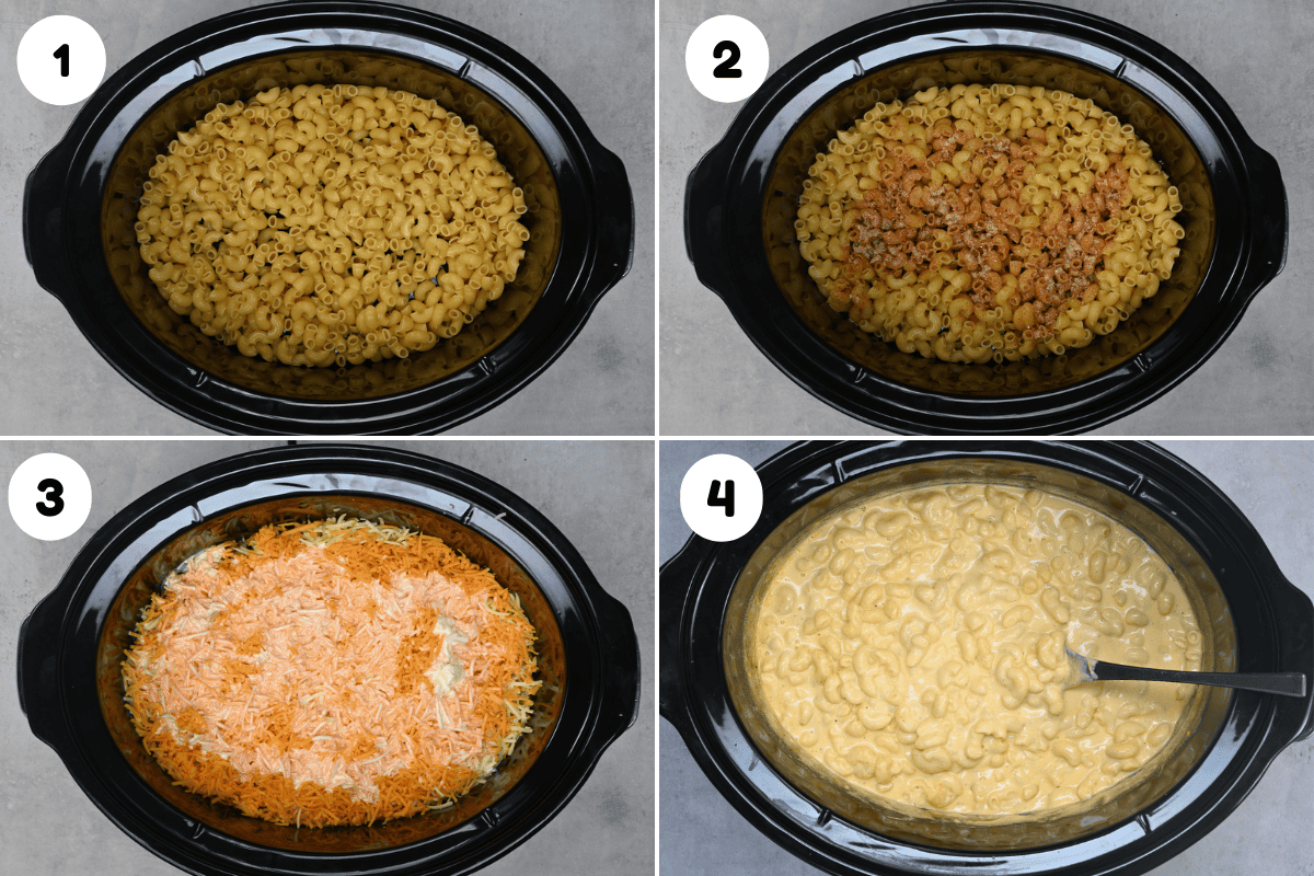 steps for how to make mac and cheese in a crockpot