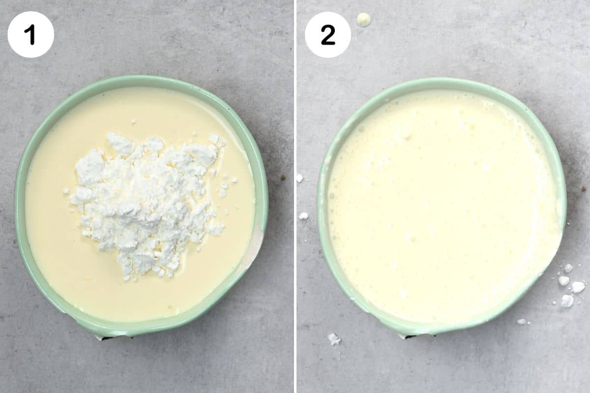 steps for mixing the cornstarch and cream