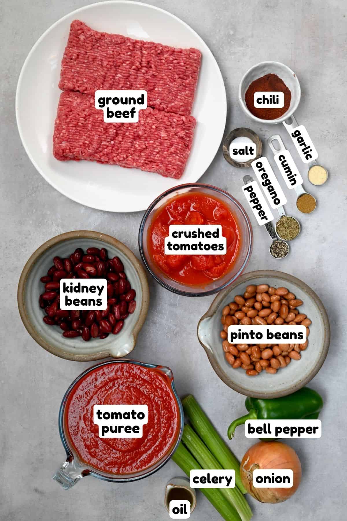 Ingredients for Wendy's Chili
