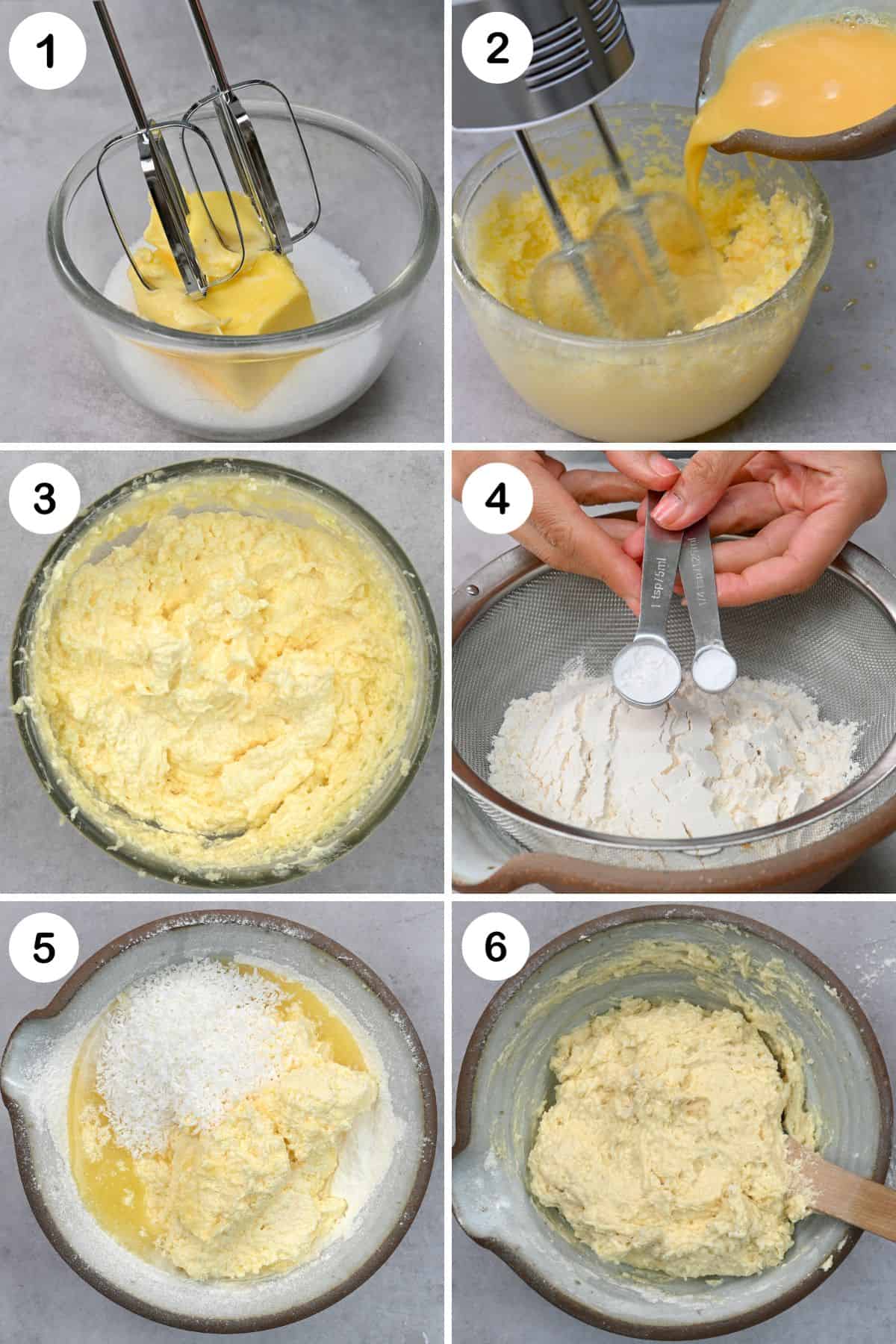 Steps for preparing the batter of pineapple upsidedown cake