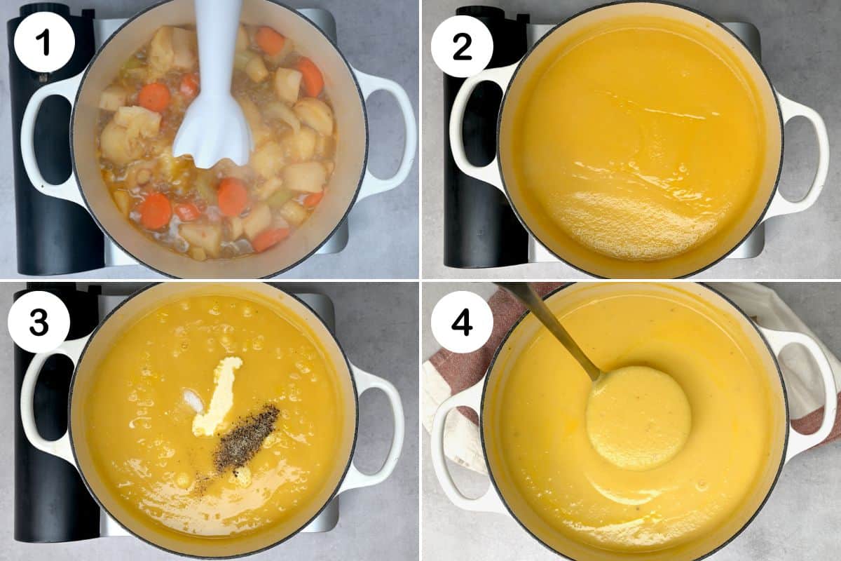 steps for blend and season parsnip soup