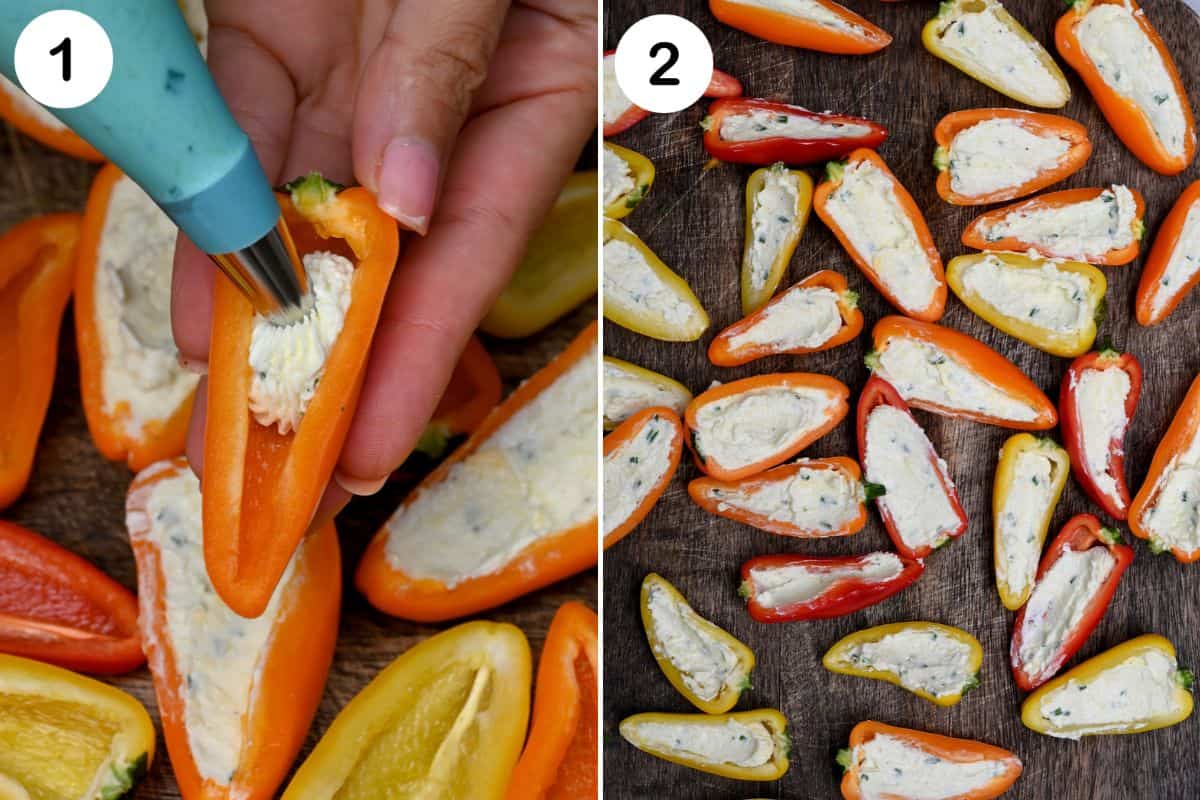 steps for stuffing the mini peppers