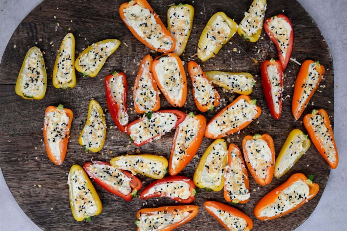 the optional bagel spread for Cream cheese stuffed peppers