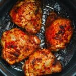 Chicken thighs cooked in an air fryer