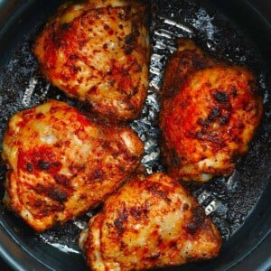 Chicken thighs cooked in an air fryer