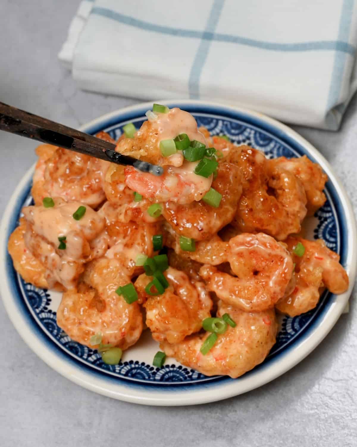 A serving of shrimp cooked in the bang bang style