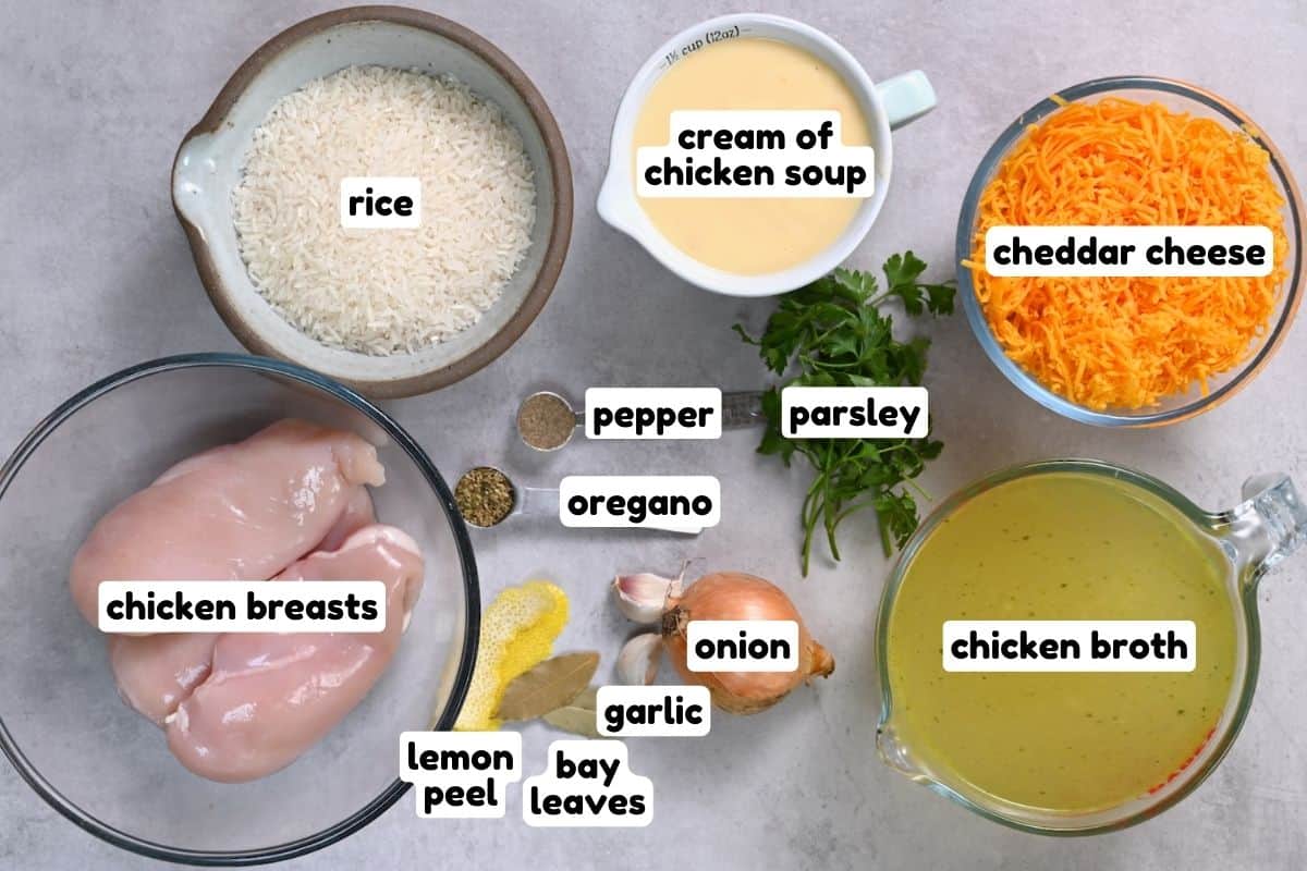 Ingredients for crockpot chicken and rice