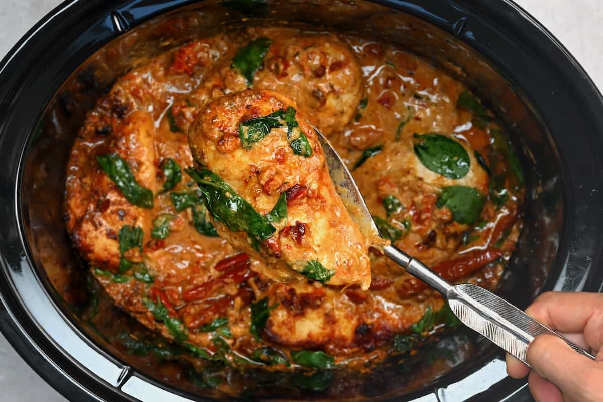 Chicken breast cooked in crockpot
