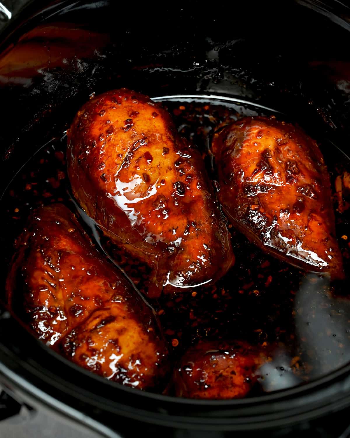Chicken breast cooked in a slow cooker