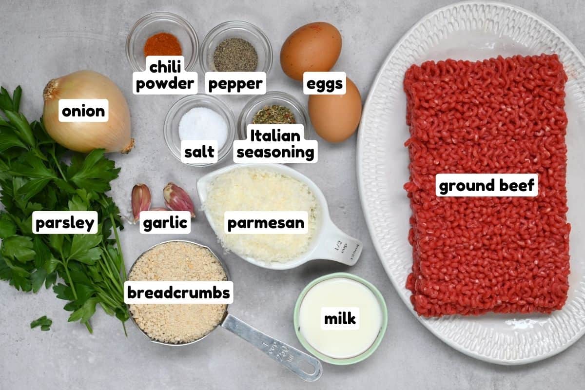 Ingredients for Italian meatballs