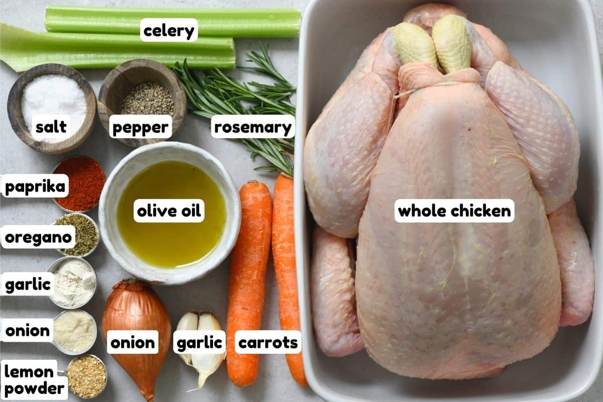 Ingredients for air fried whole chicken