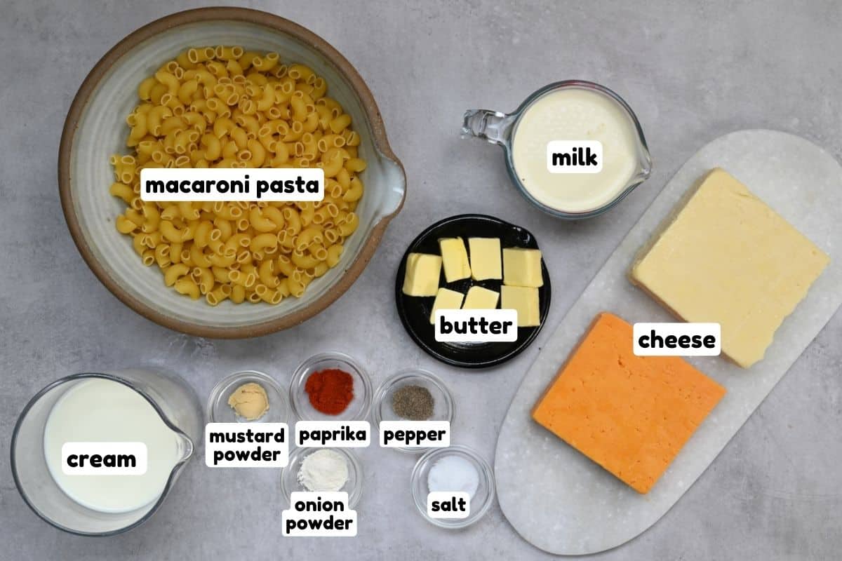 Ingredients for crockpot Mac and cheese