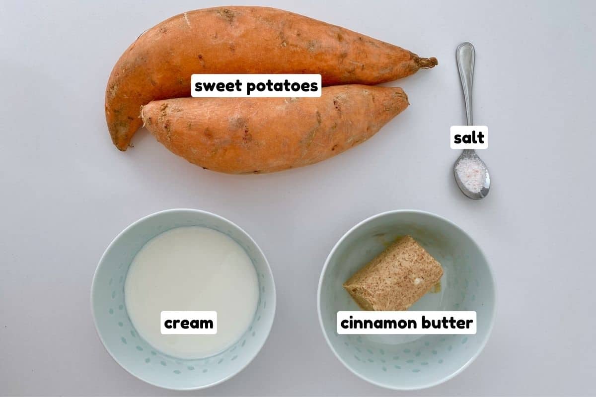 Ingredients for mashed sweet potatoes